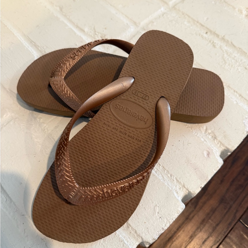 Havaianas Metallic Flip Flops with Branded Straps